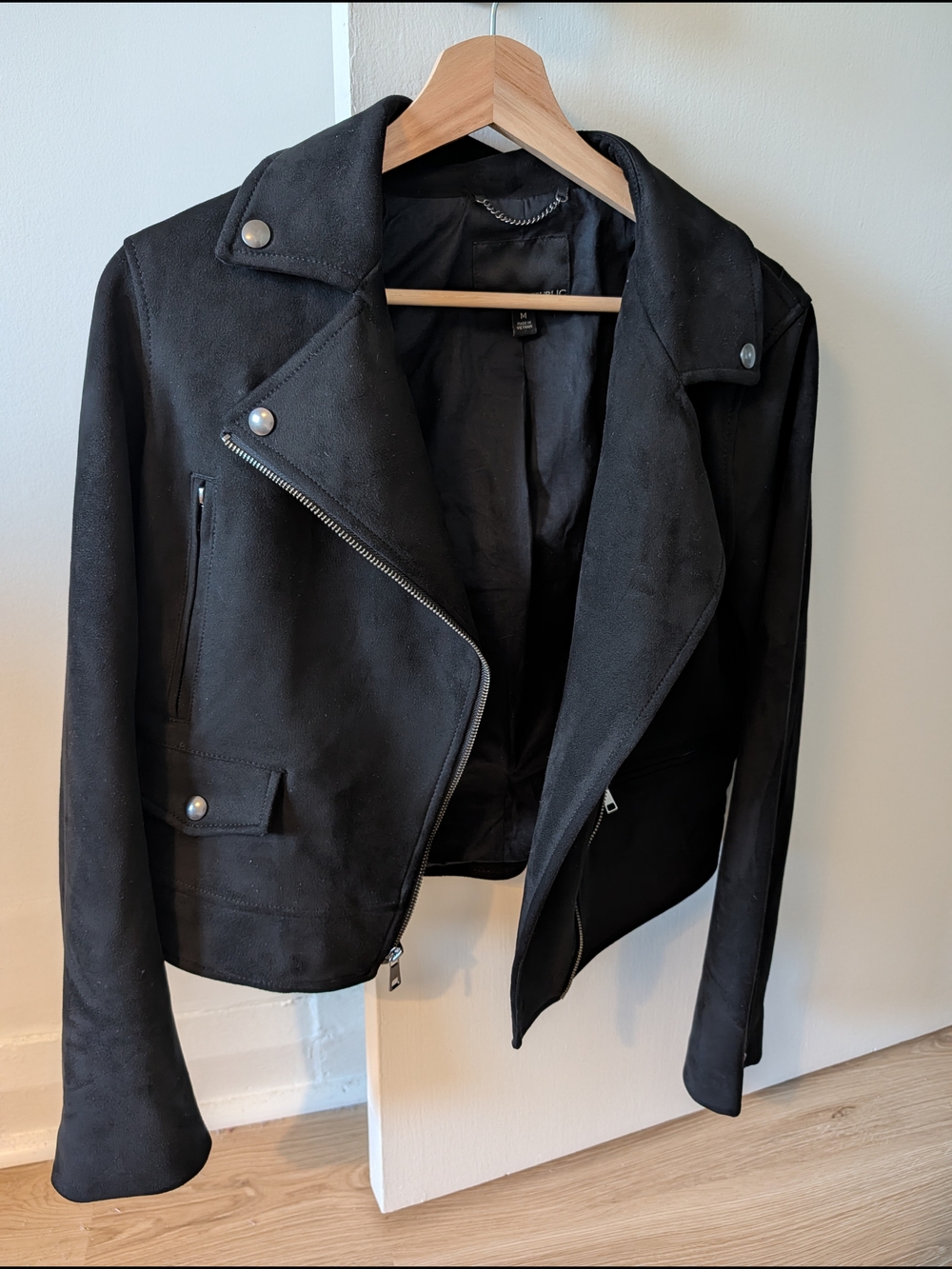 Black Suede Style Moto Jacket - Women